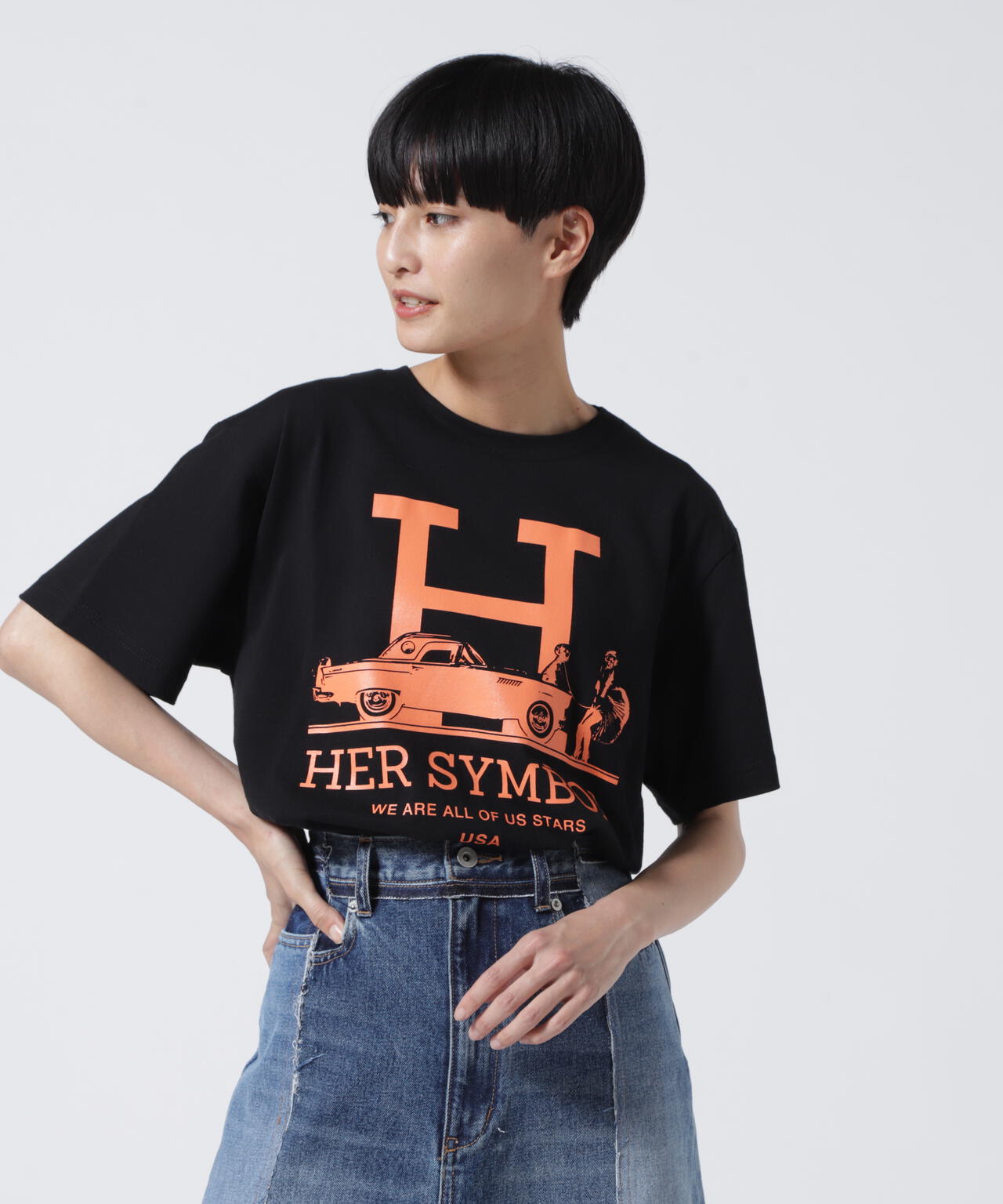 Kare/ME(カーミー)H MM オレンジプリントTシャツ