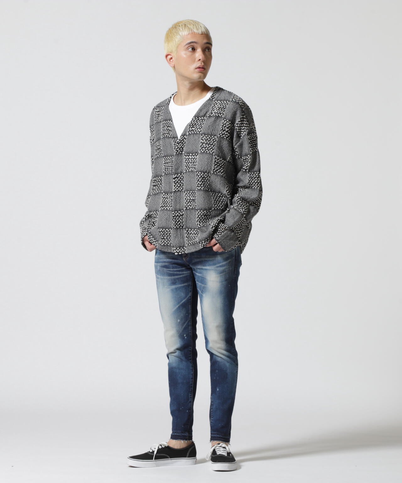 LUSOR(ルーソル)WOOL CHECK CD ウールチェックカーディガン