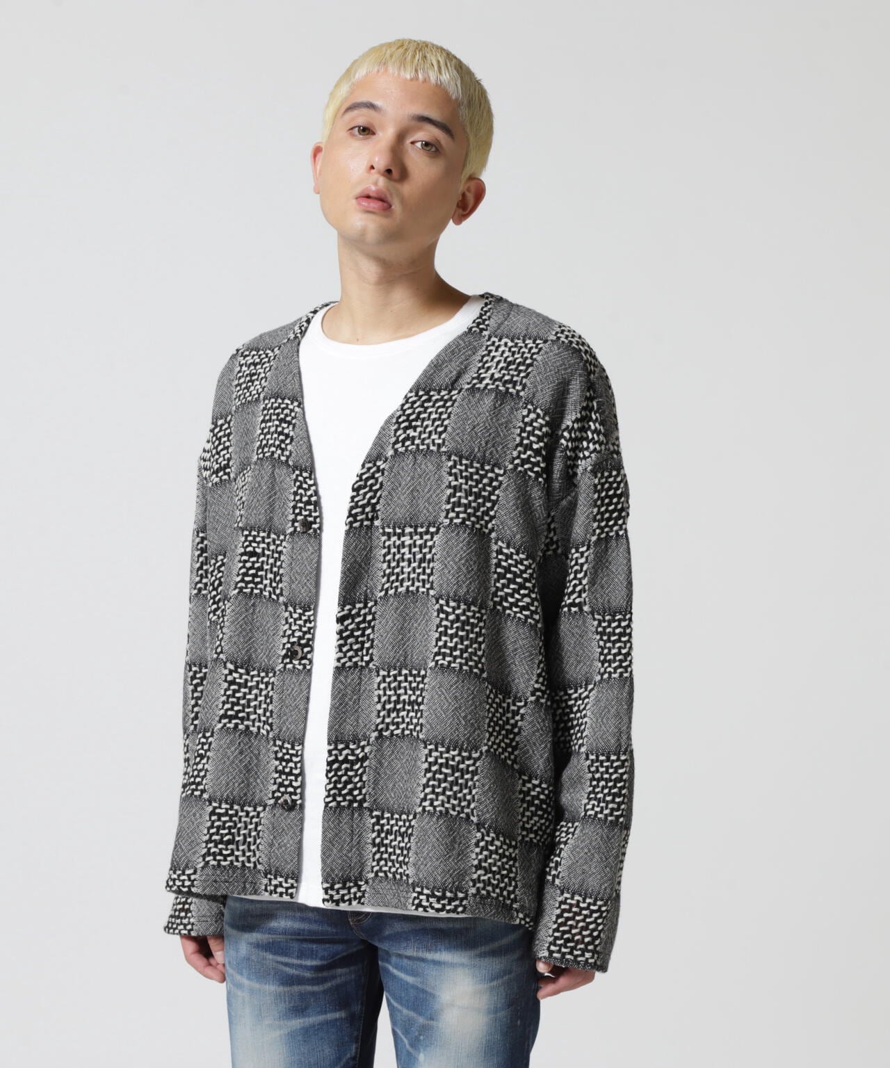 LUSOR(ルーソル)WOOL CHECK CD ウールチェックカーディガン