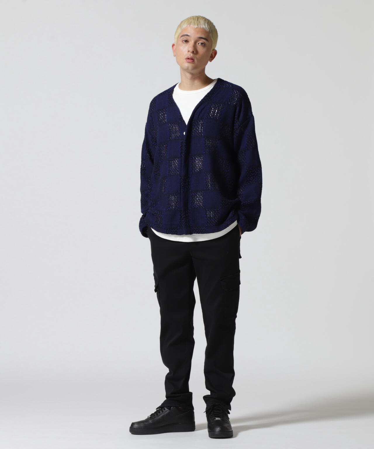 LUSOR(ルーソル)WOOL CHECK CD ウールチェックカーディガン
