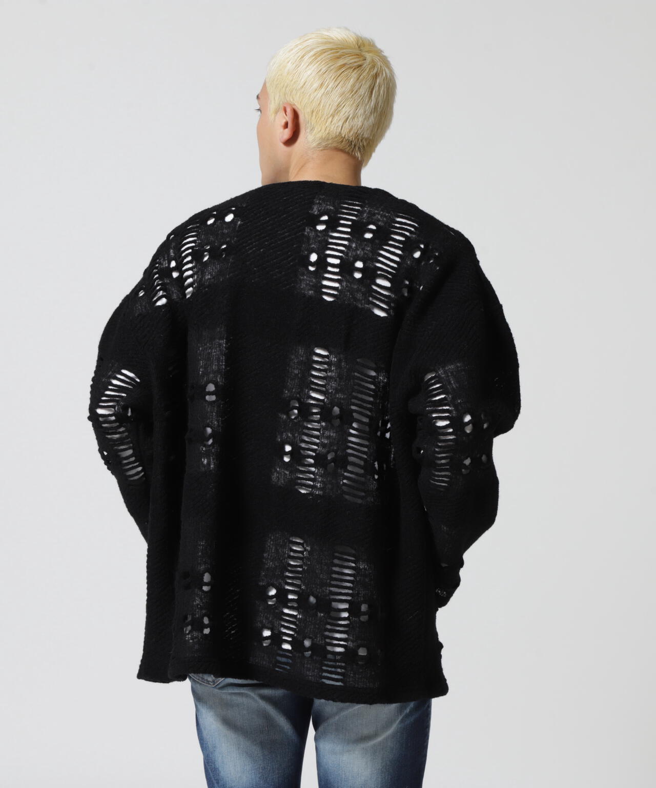 LUSOR(ルーソル)WOOL NYLON DAMEGE CD ダメージ風カーディガン