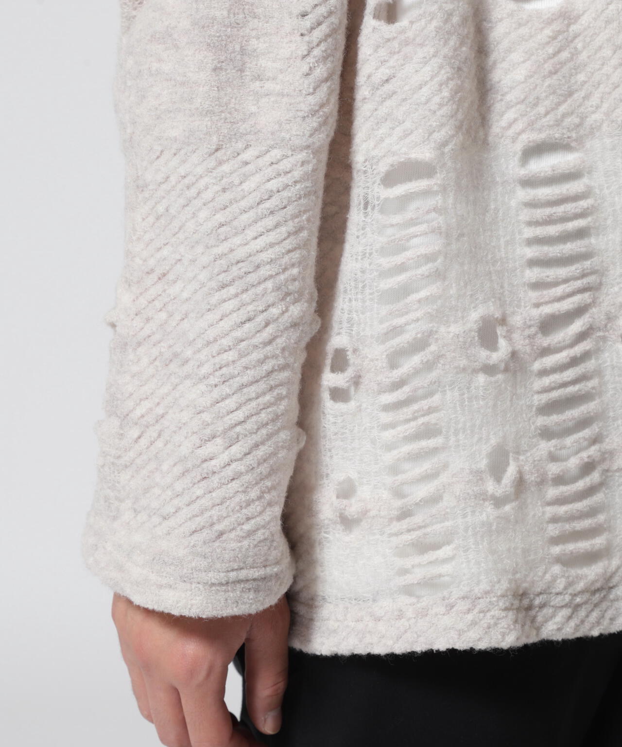 LUSOR(ルーソル)WOOL NYLON DAMEGE CD ダメージ風カーディガン
