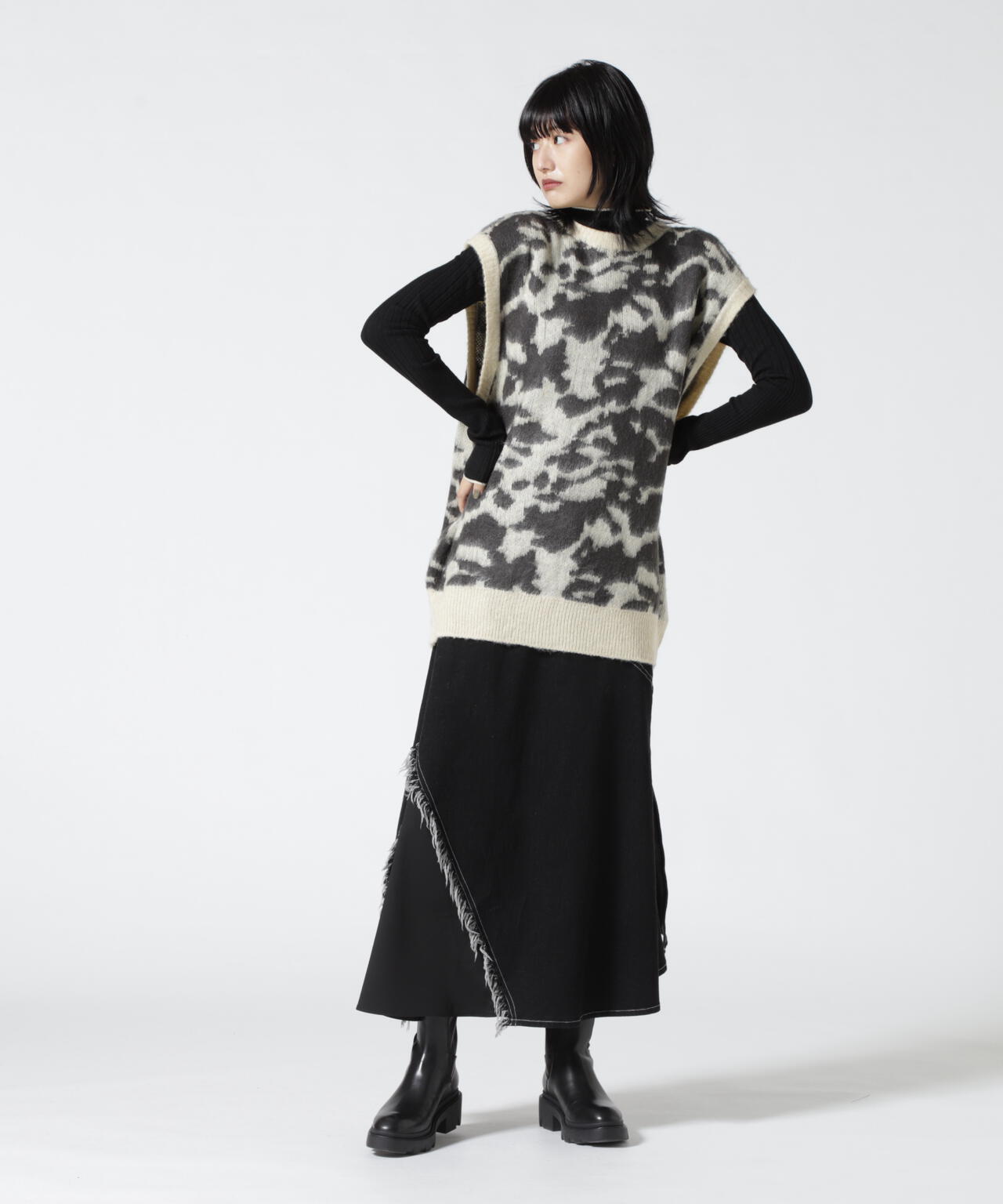 DROIT BELLO(ドロイトベロ)ジャガード柄シャギーニット