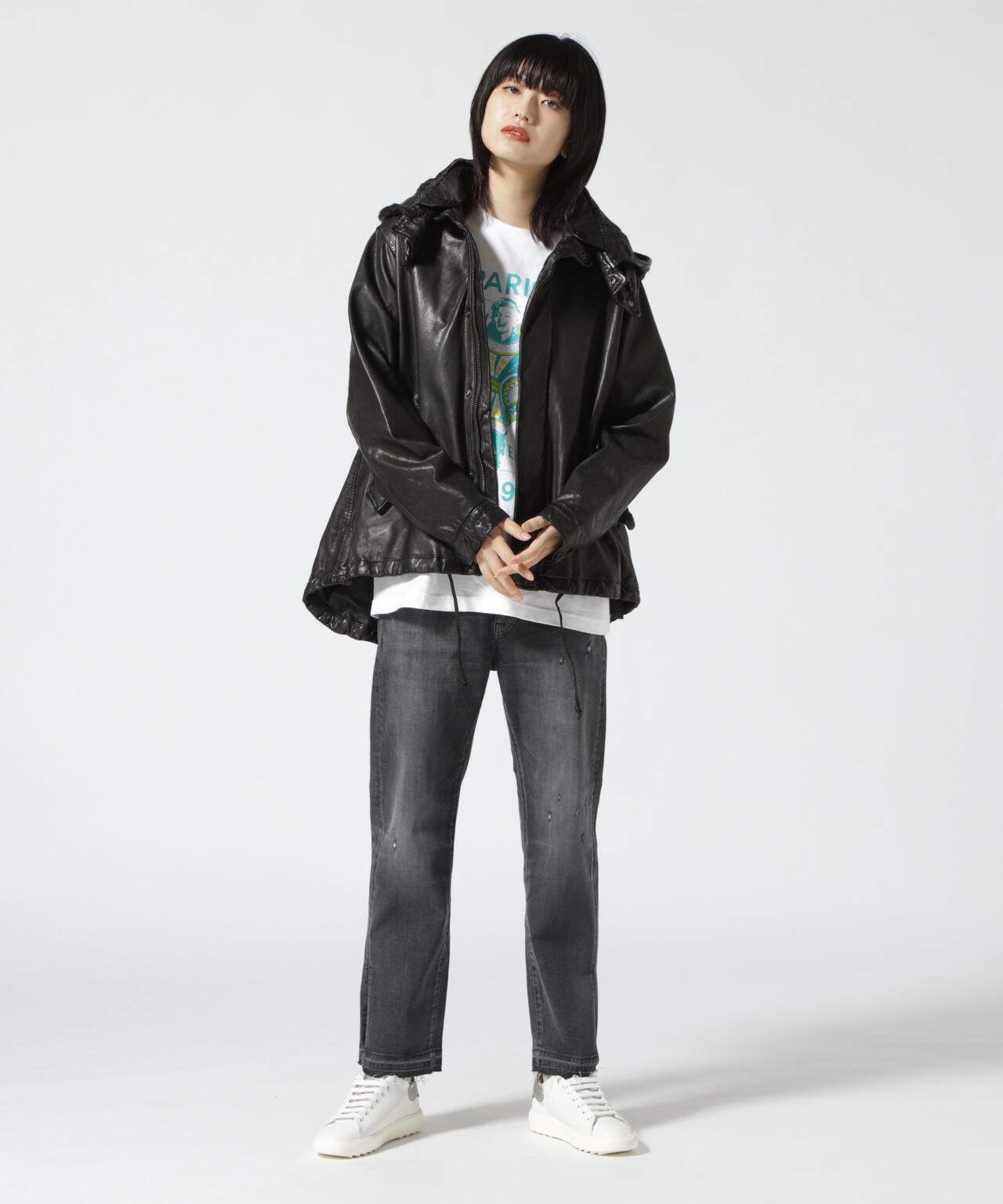 NCB neat caprice brand(エヌシービーニートカプリスブランド) レザーフードジャケット WOMEN'S