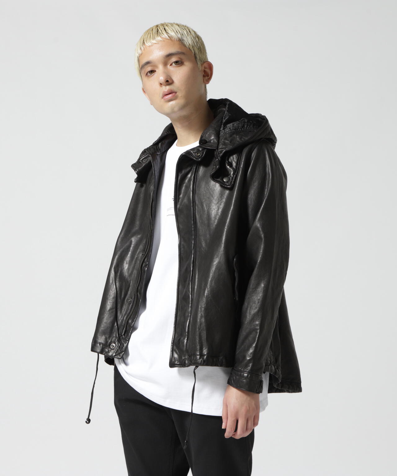 NCB neat caprice brand(エヌシービーニートカプリスブランド) レザーフードジャケット WOMEN'S