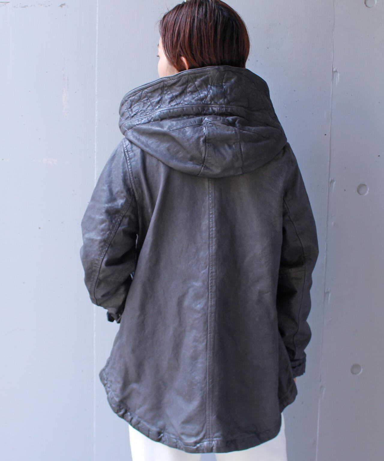 NCB neat caprice brand(エヌシービーニートカプリスブランド) レザーフードジャケット WOMEN'S