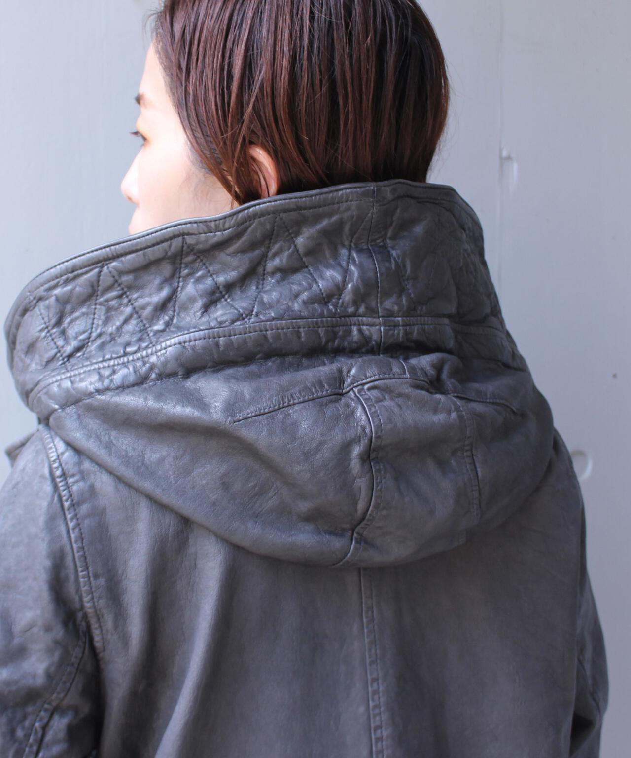 NCB neat caprice brand(エヌシービーニートカプリスブランド) レザーフードジャケット WOMEN'S