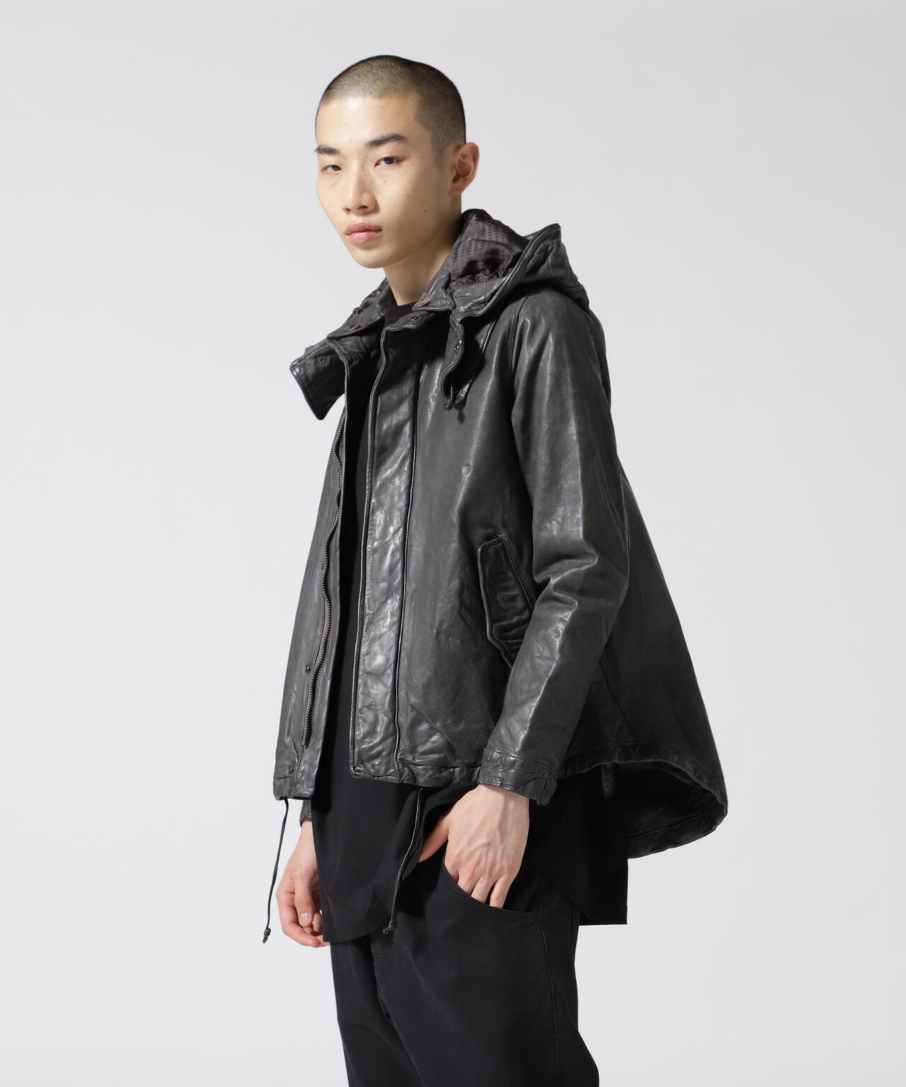 NCB neat caprice brand(エヌシービーニートカプリスブランド) レザーフードジャケット WOMEN'S