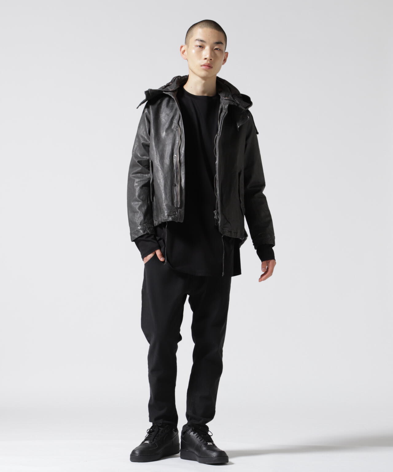 NCB neat caprice brand(エヌシービーニートカプリスブランド) レザーフードジャケット WOMEN'S