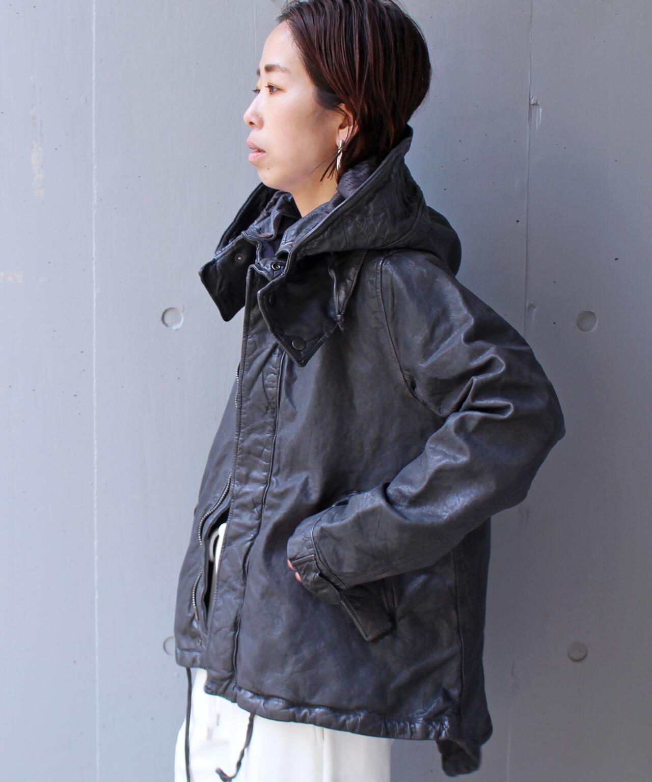 NCB neat caprice brand(エヌシービーニートカプリスブランド) レザーフードジャケット WOMEN'S