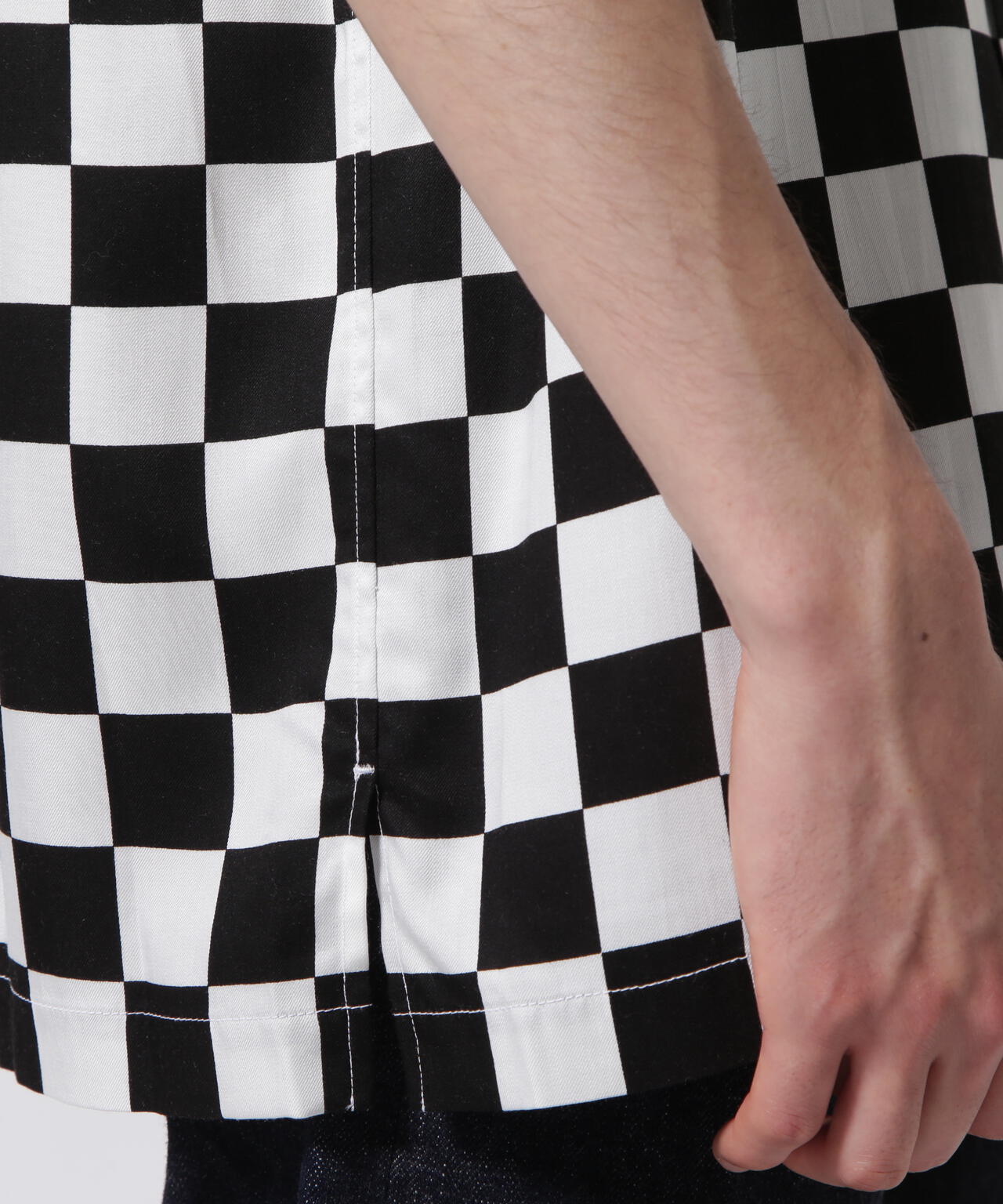 MINEDENIM(マインデニム)CU.Denim Checker flag S/S Open Collar SH