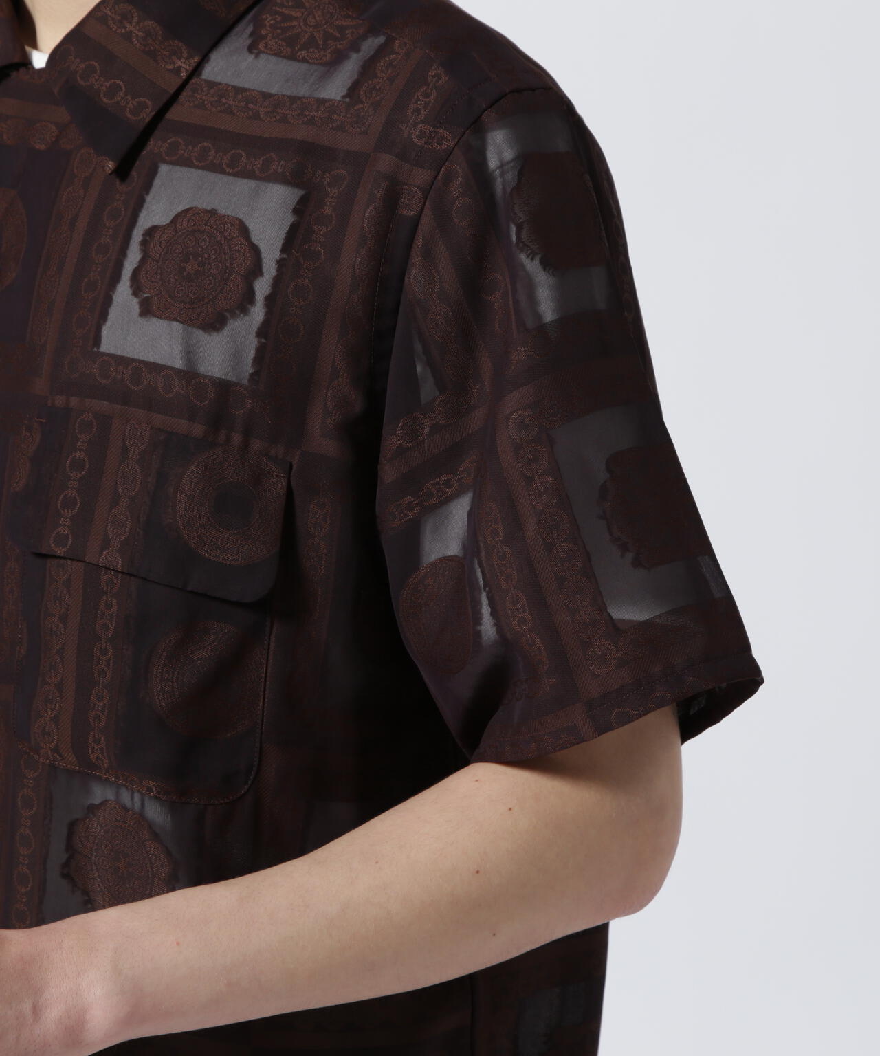 NEEDLES /S/S CLASSIC SHIRT - PE/R CHAIN BORDER JQ.