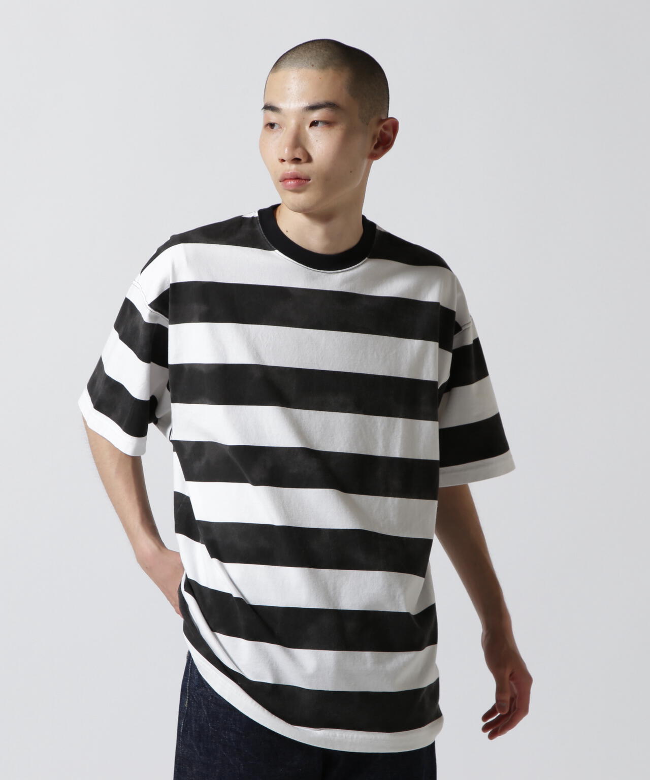 MINEDENIM(マインデニム)Hazy Bold Border T-SH