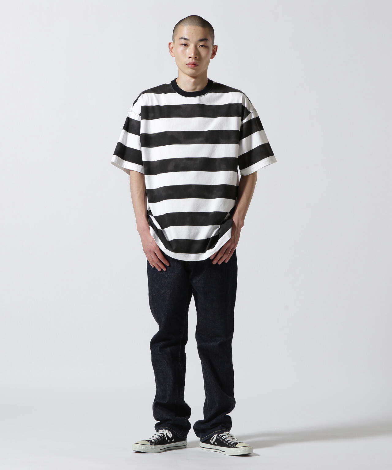 MINEDENIM(マインデニム)Hazy Bold Border T-SH