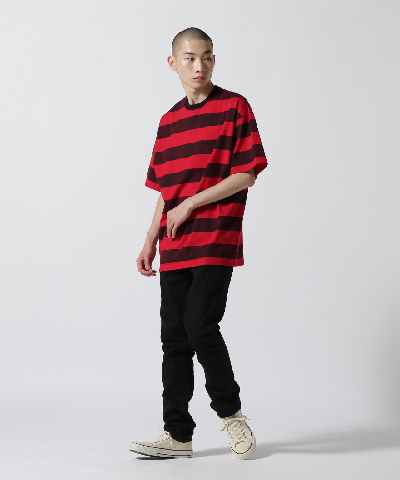 MINEDENIM(マインデニム)Hazy Bold Border T-SH