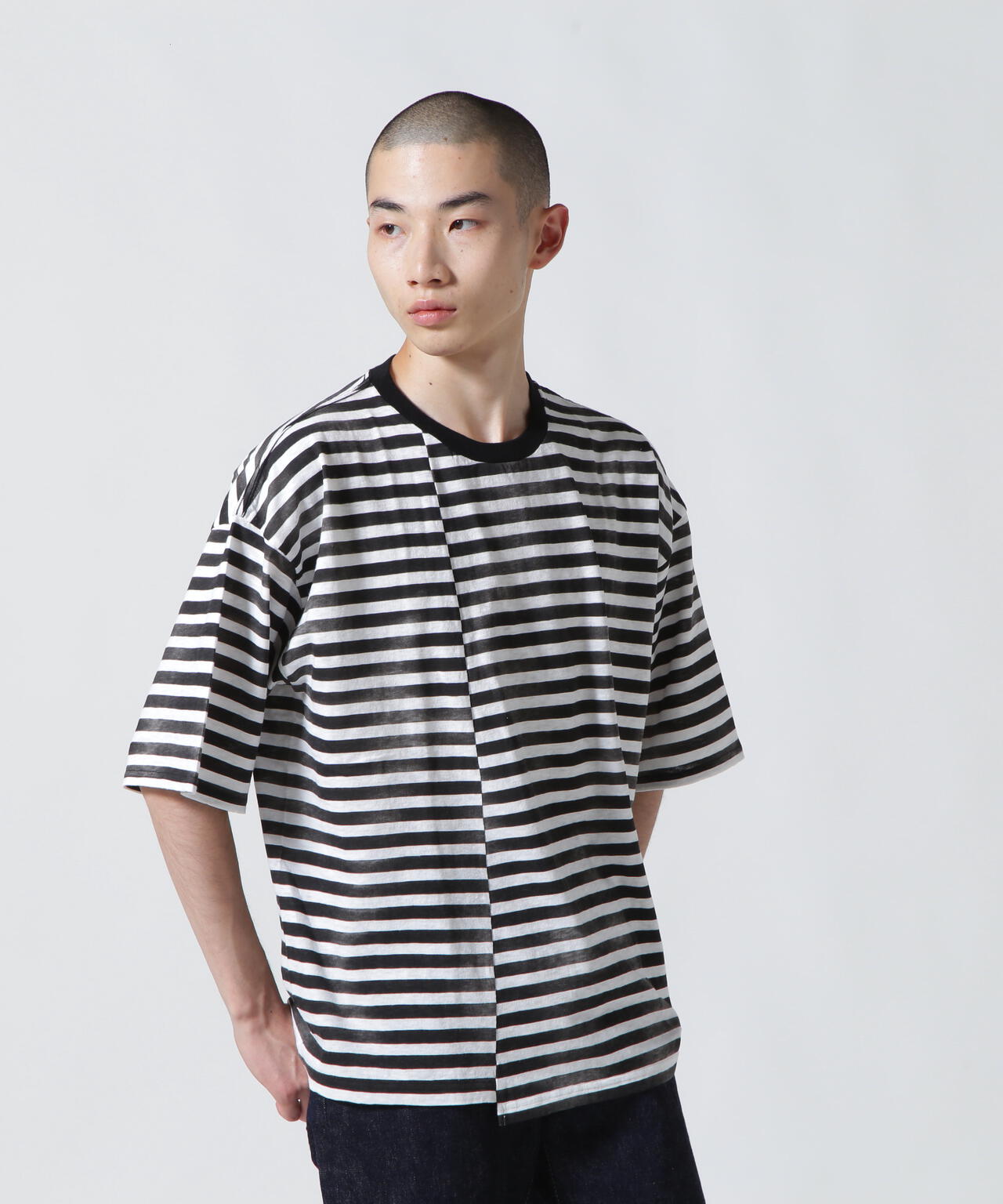 MINEDENIM(マインデニム)Hazy Border Uneven Loose T-SH