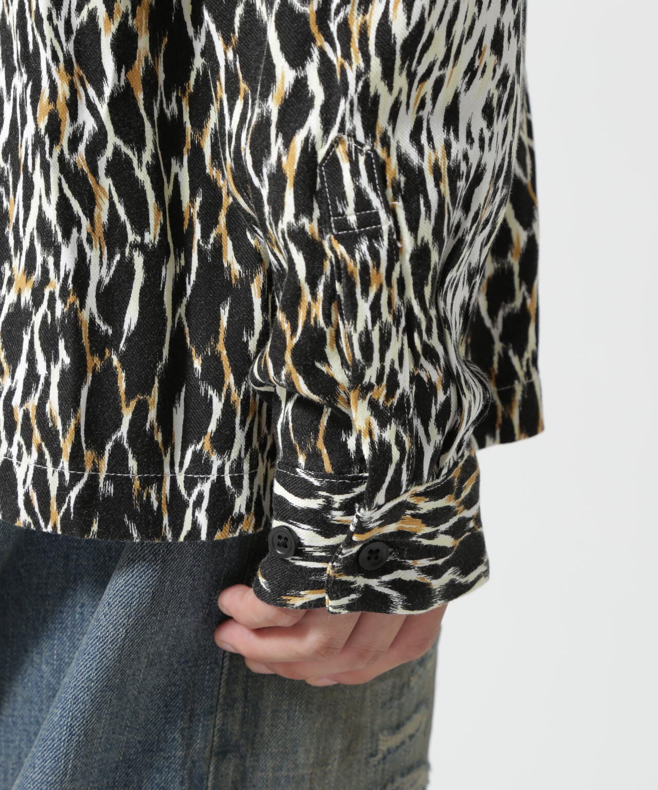 MINEDENIM(マインデニム)Leopard Open Collar SH