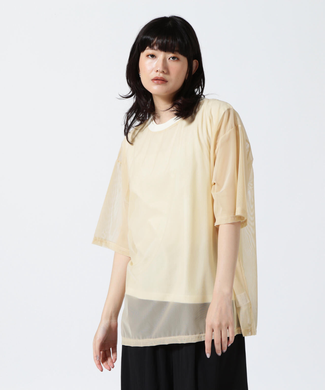 DROIT BELLO (ドロイトベロ) レイヤードシアーTシャツ