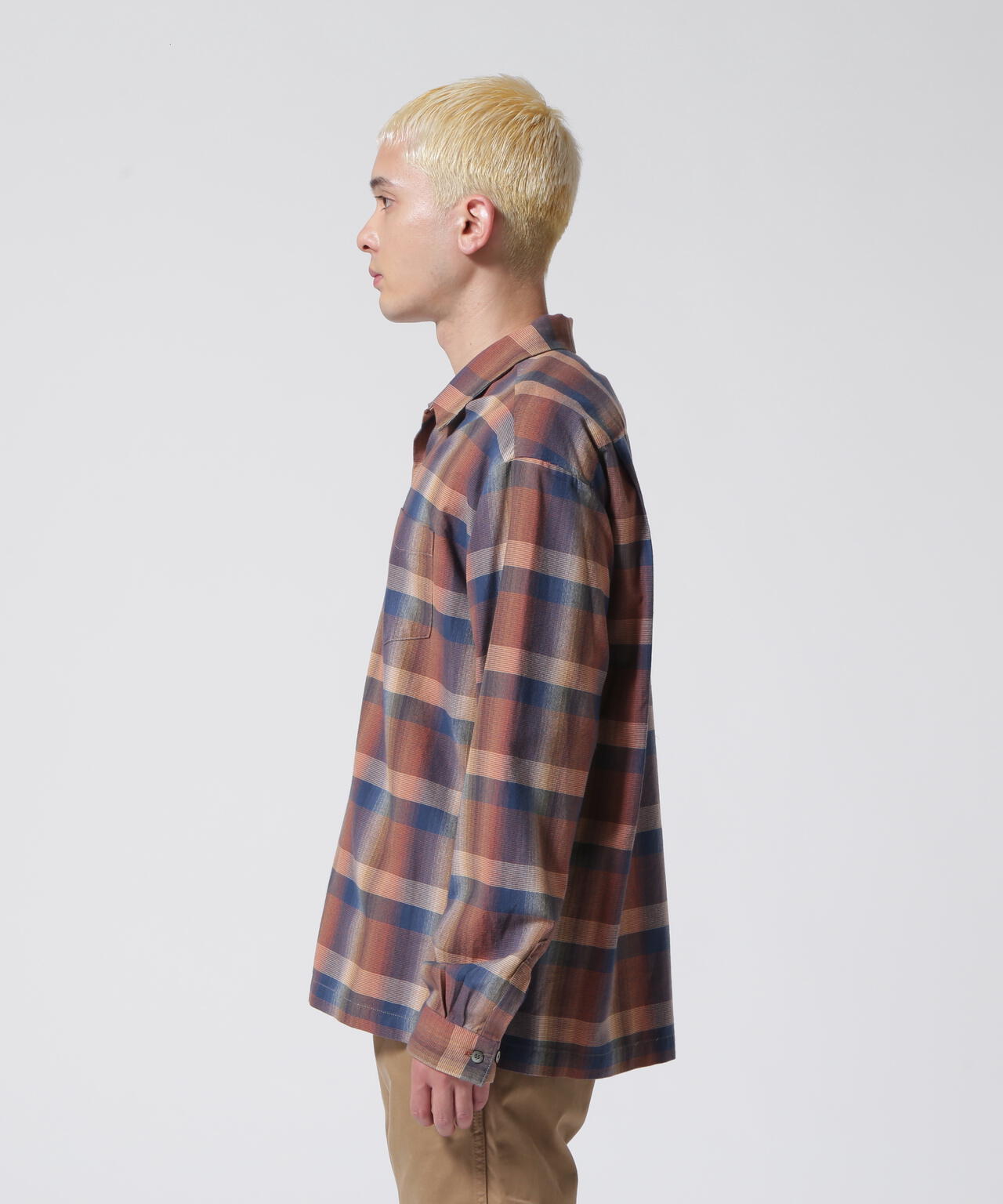 MINEDENIM(マインデニム)TWN Check Open Collar L/S SH