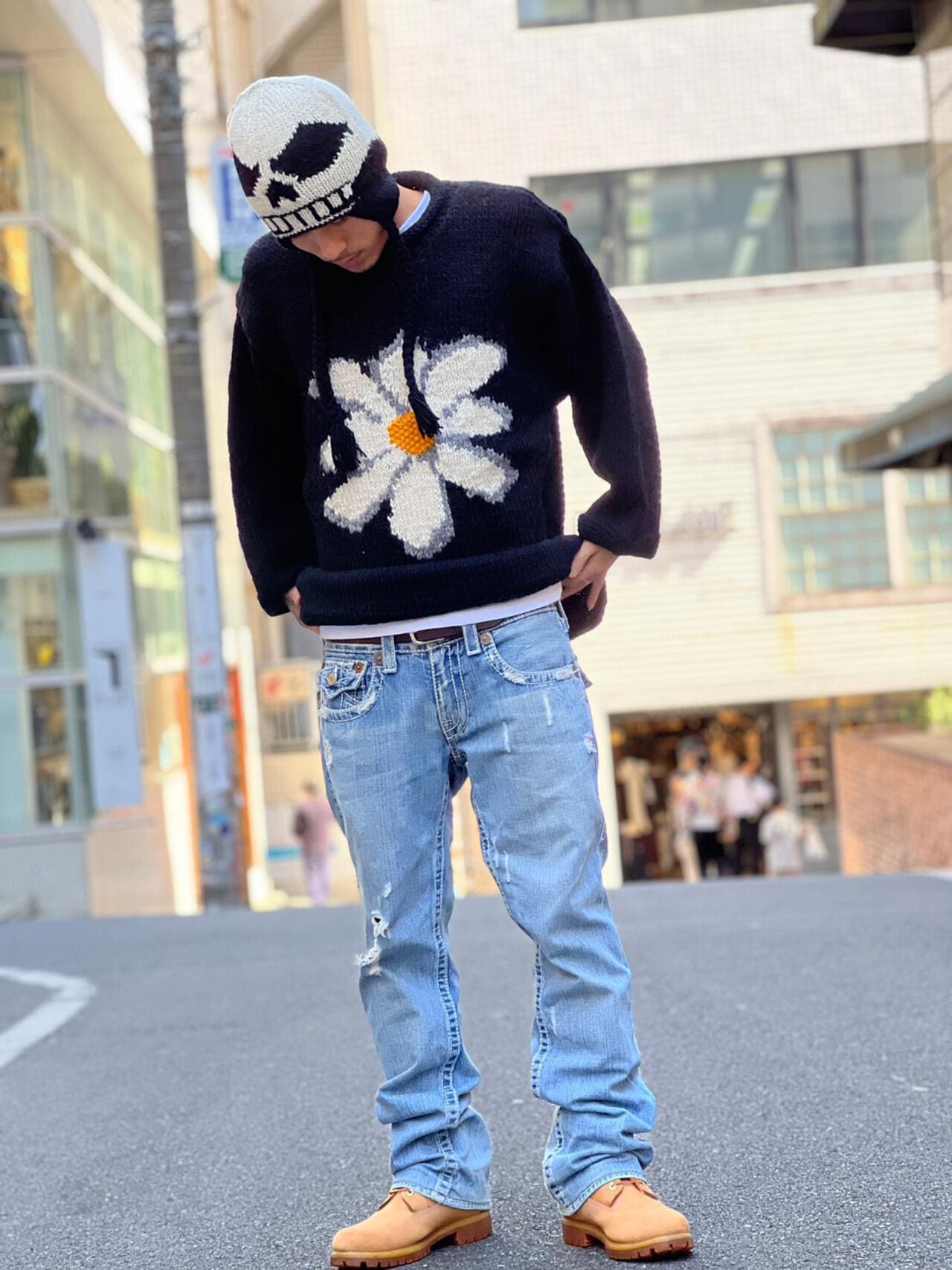 MacMahon Knitting Mills/マクマホンニッティングミルズ Roll Neck Knit-Flower