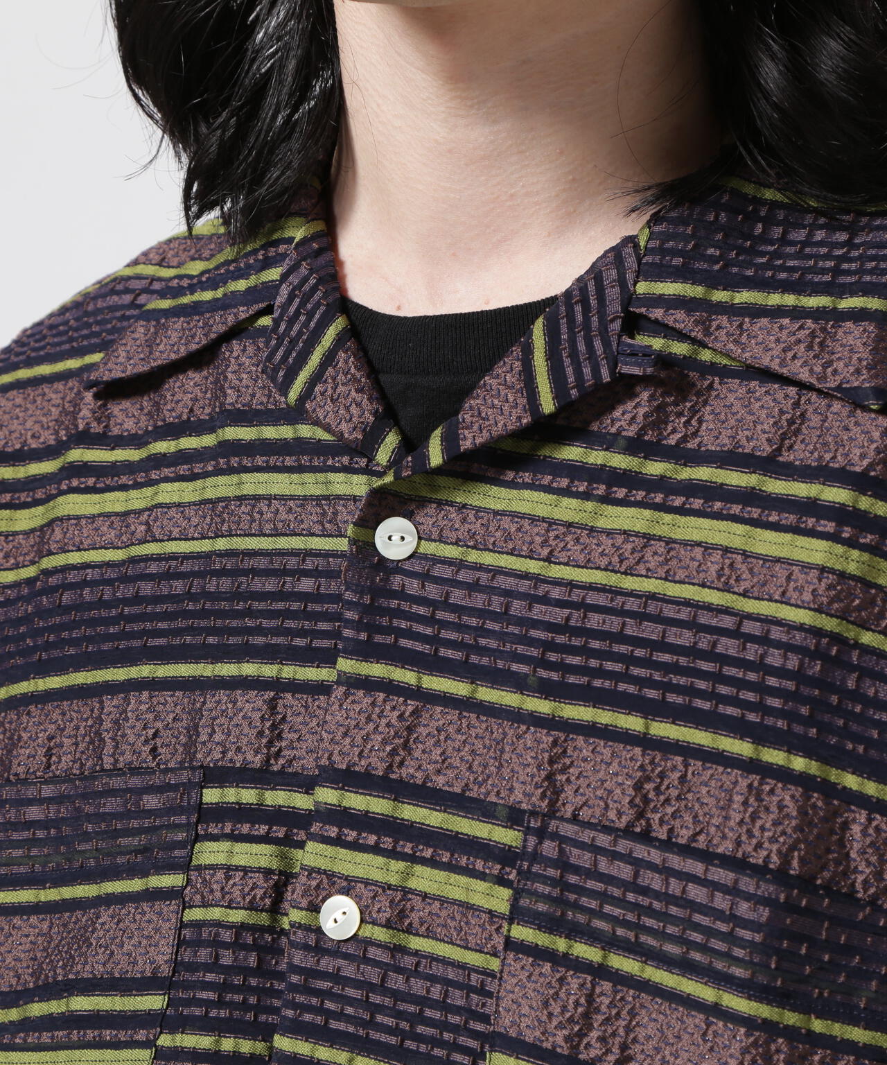 NEEDLES(ニードルズ)S/S ONE-UP SHIRT - PE/CU/N/C/R CHIFFON STRIPE JQ.