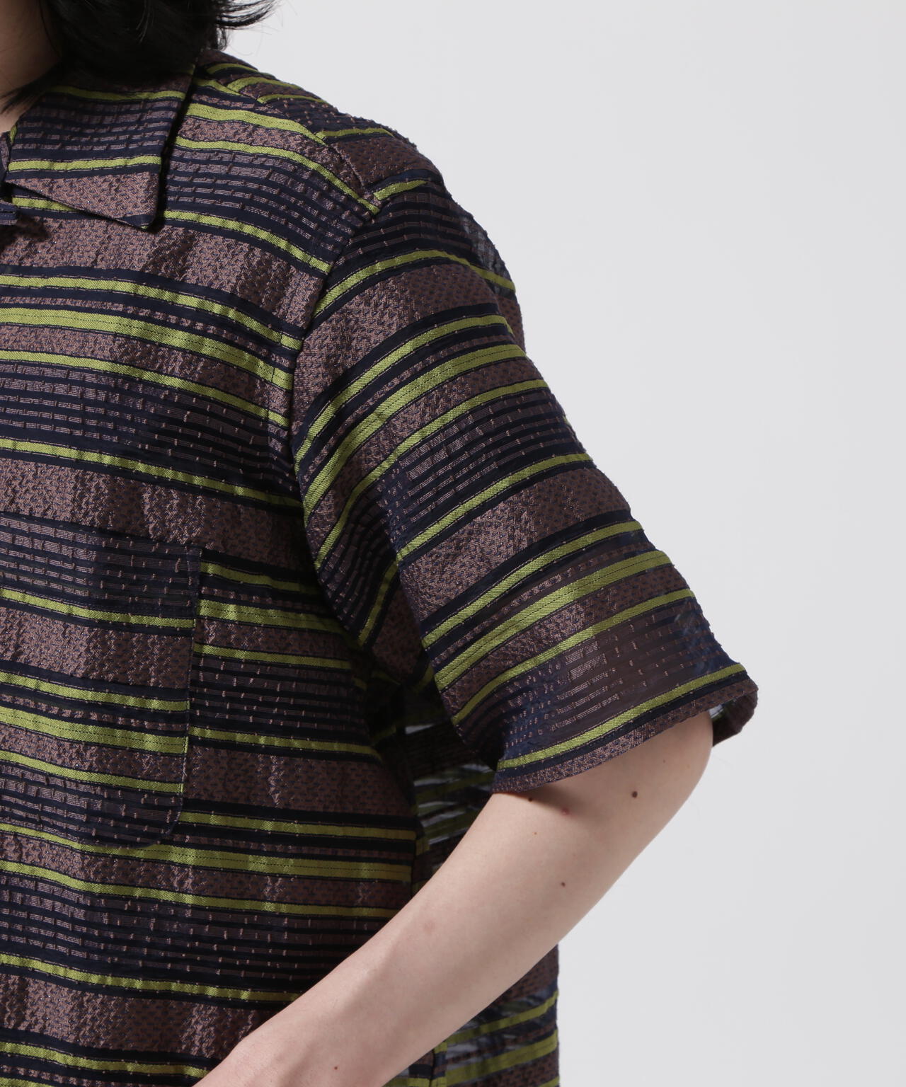NEEDLES(ニードルズ)S/S ONE-UP SHIRT - PE/CU/N/C/R CHIFFON STRIPE JQ.