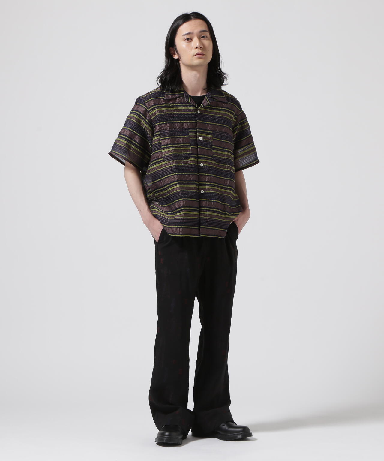 NEEDLES(ニードルズ)S/S ONE-UP SHIRT - PE/CU/N/C/R CHIFFON STRIPE JQ.