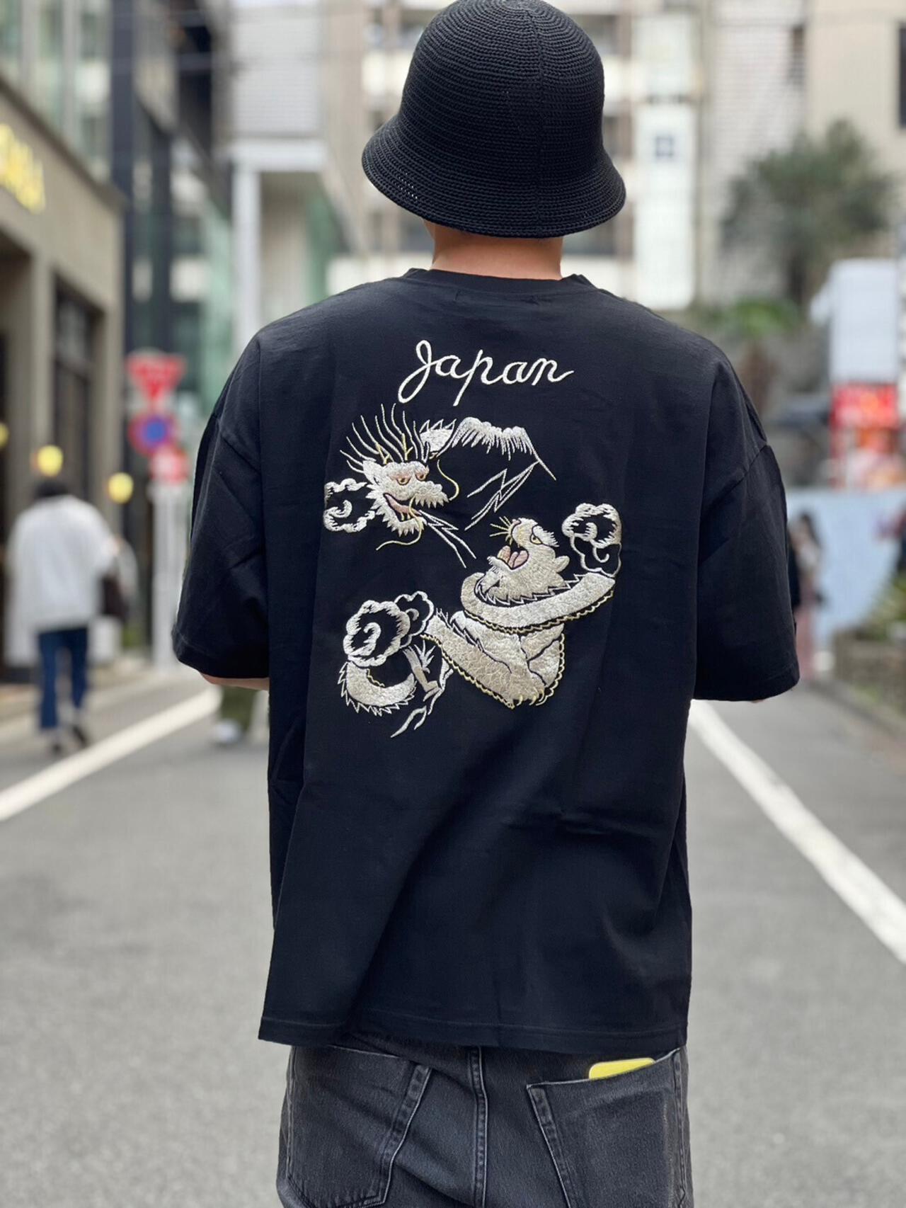 REMI RELIEF / 別注LW加工20/-天竺BIGサイズT(刺繍:tiger&doragon)