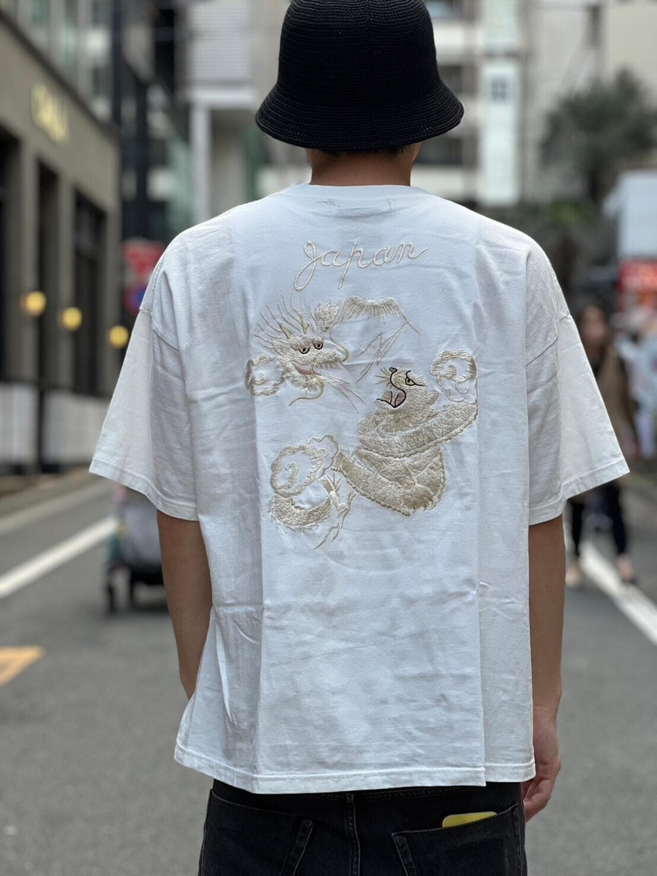 REMI RELIEF / 別注LW加工20/-天竺BIGサイズT(刺繍:tiger&doragon)
