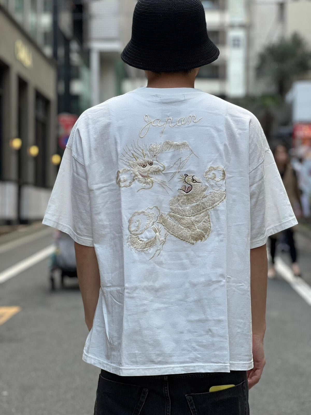 REMI RELIEF / 別注LW加工20/-天竺BIGサイズT(刺繍:tiger&doragon)
