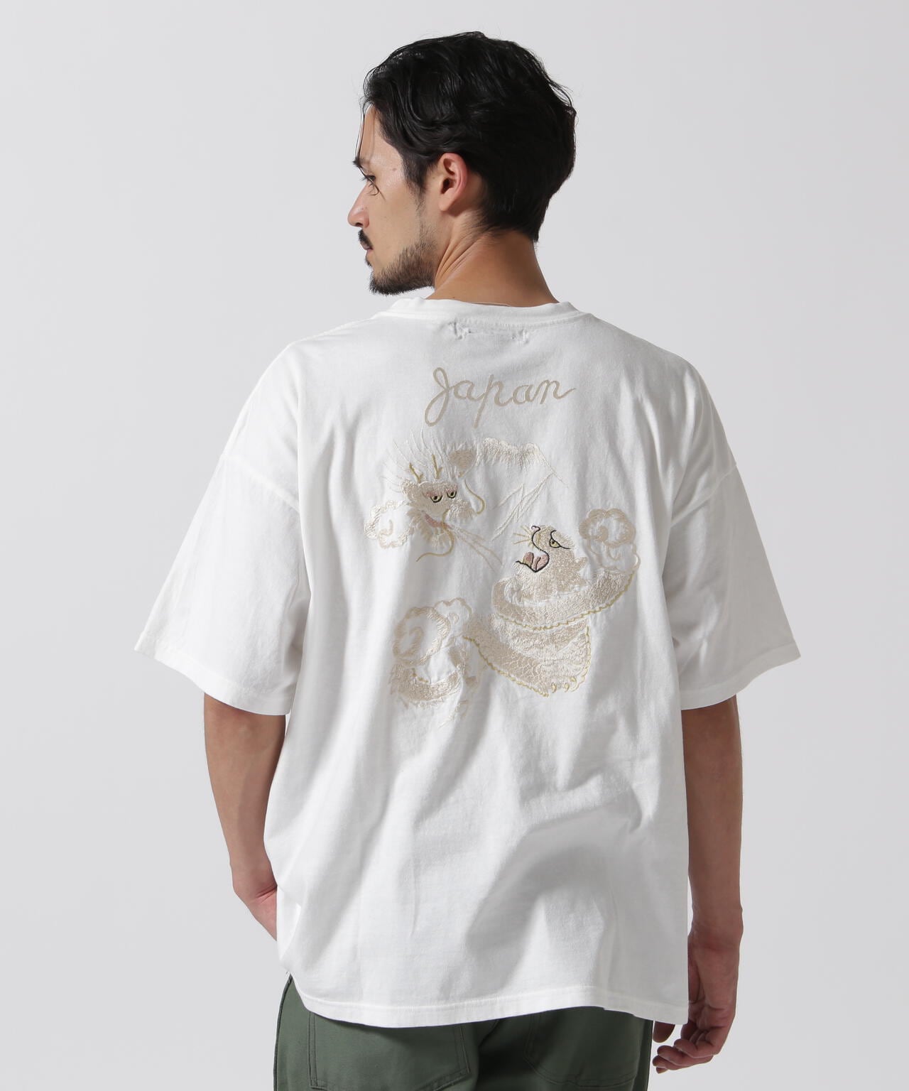 REMI RELIEF / 別注LW加工20/-天竺BIGサイズT(刺繍:tiger&doragon)
