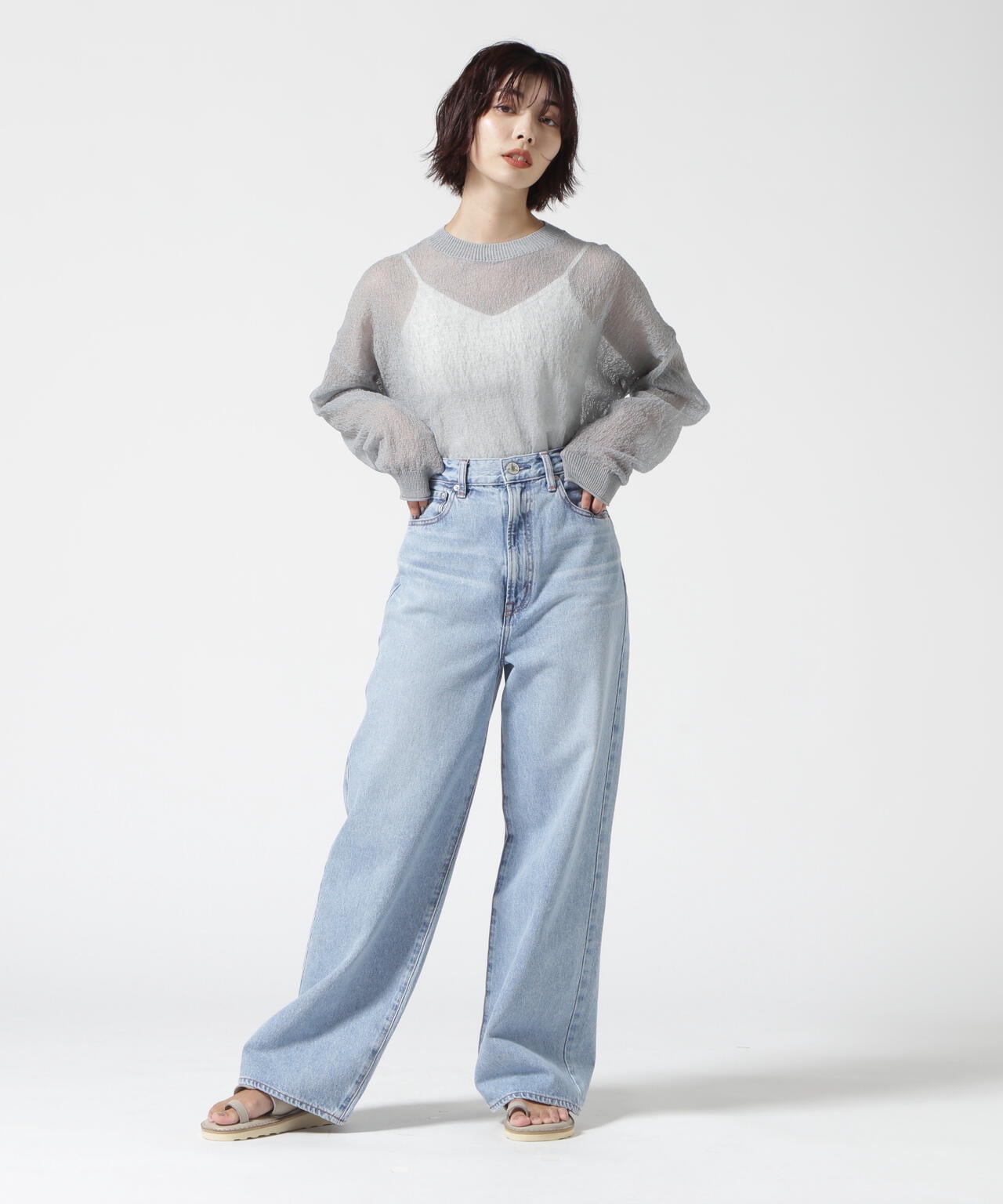 DROIT BELLO(ドロイトベロ)ちりめん天竺クルーネックプルオーバー