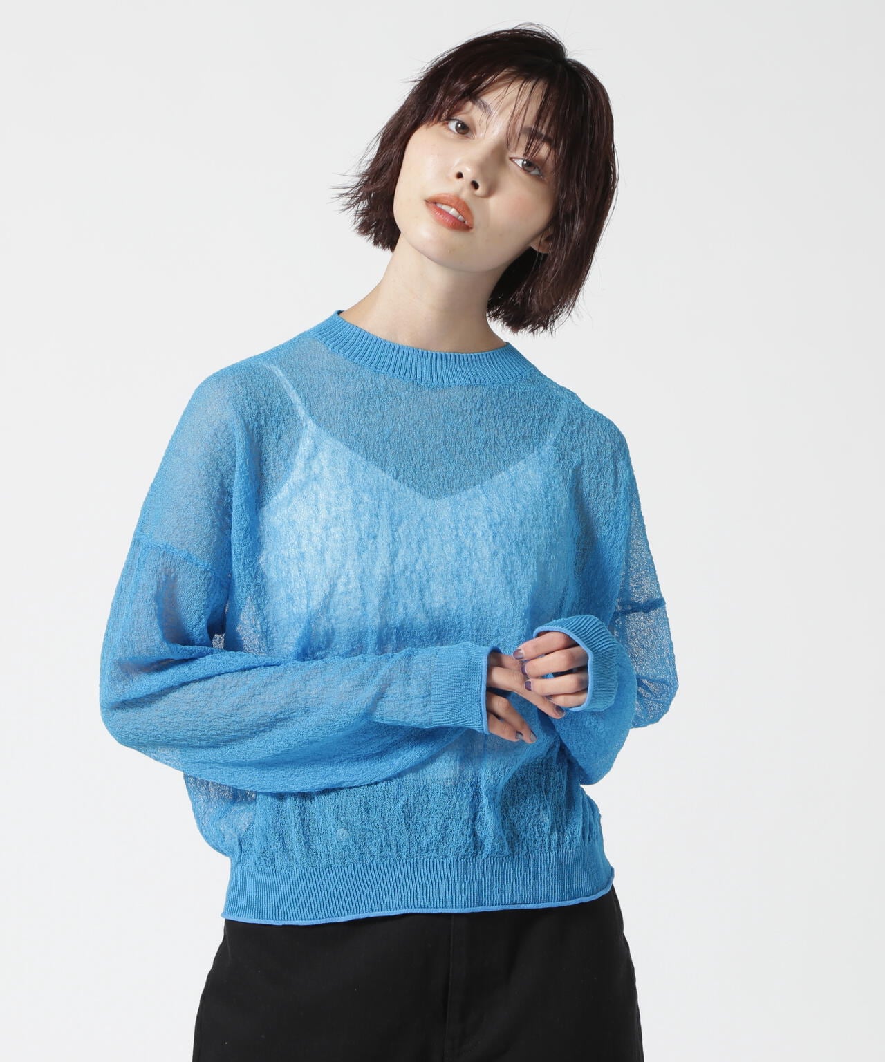 DROIT BELLO(ドロイトベロ)ちりめん天竺クルーネックプルオーバー