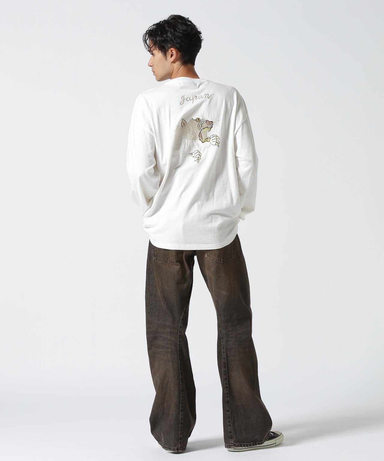 REMI RELIEF(レミレリーフ) 別注LW加工20/-天竺BIGサイズロンT(刺繍:虎)