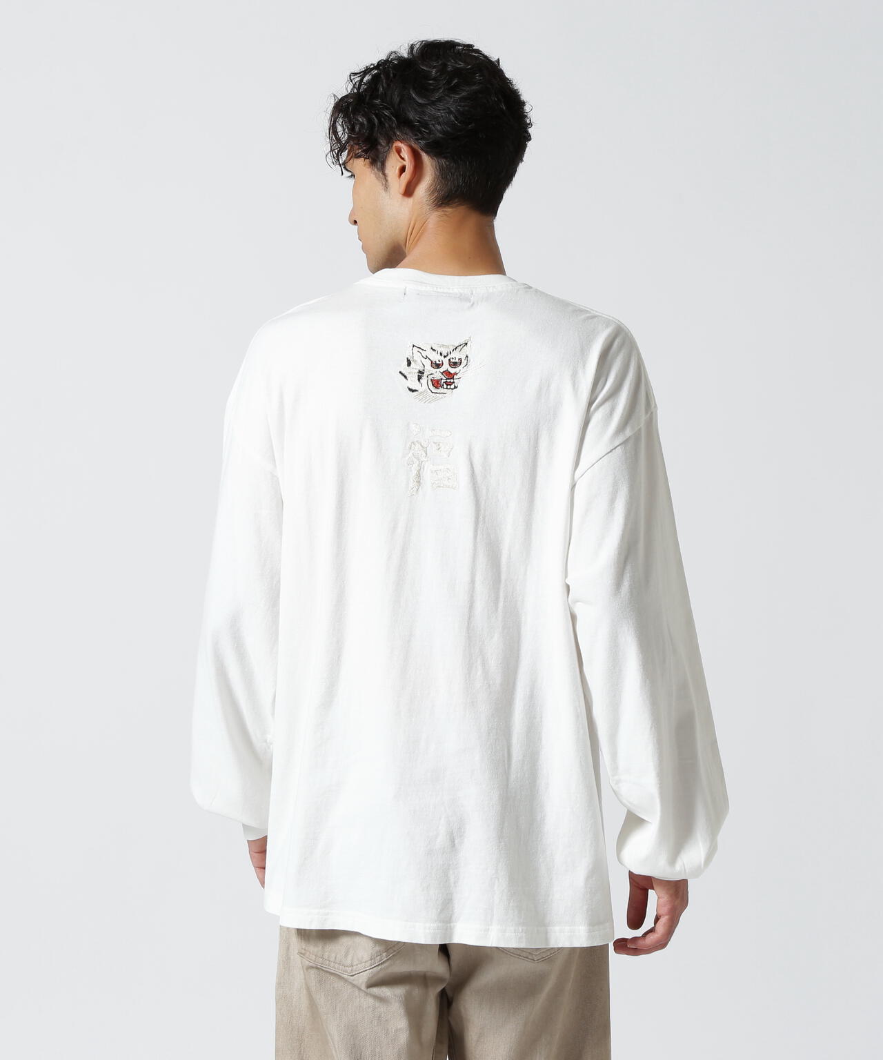 REMI RELIEF(レミレリーフ) 別注LW加工20/-天竺BIGサイズロンT(刺繍:福)