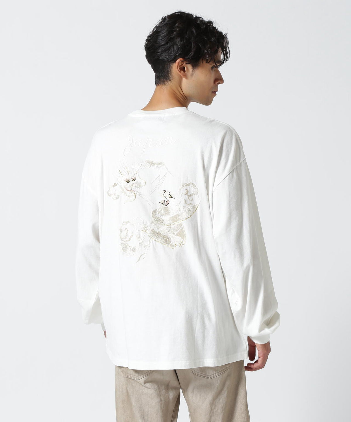 REMI RELIEF(レミレリーフ) 別注LW加工20/-天竺BIGサイズロンT(刺繍:tiger&dragon)