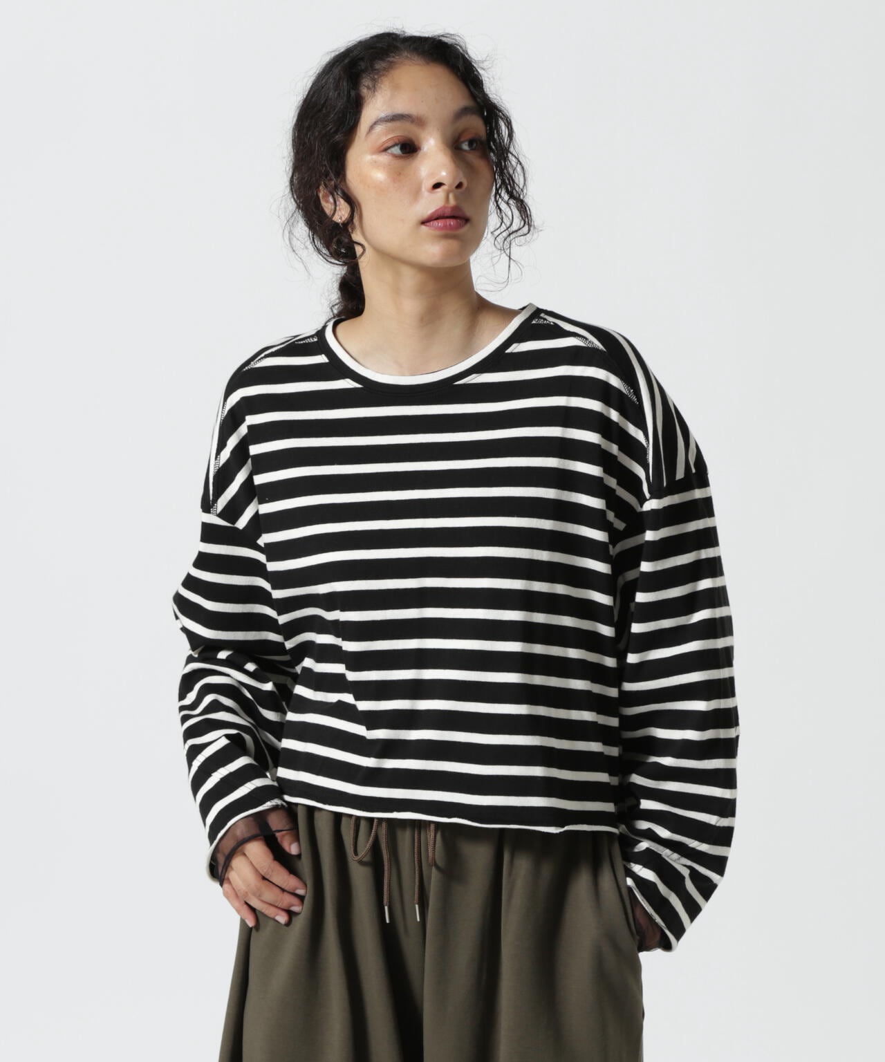 DROIT BELLO(ドロイトベロ)別注チュールドッキングボーダーカットソー