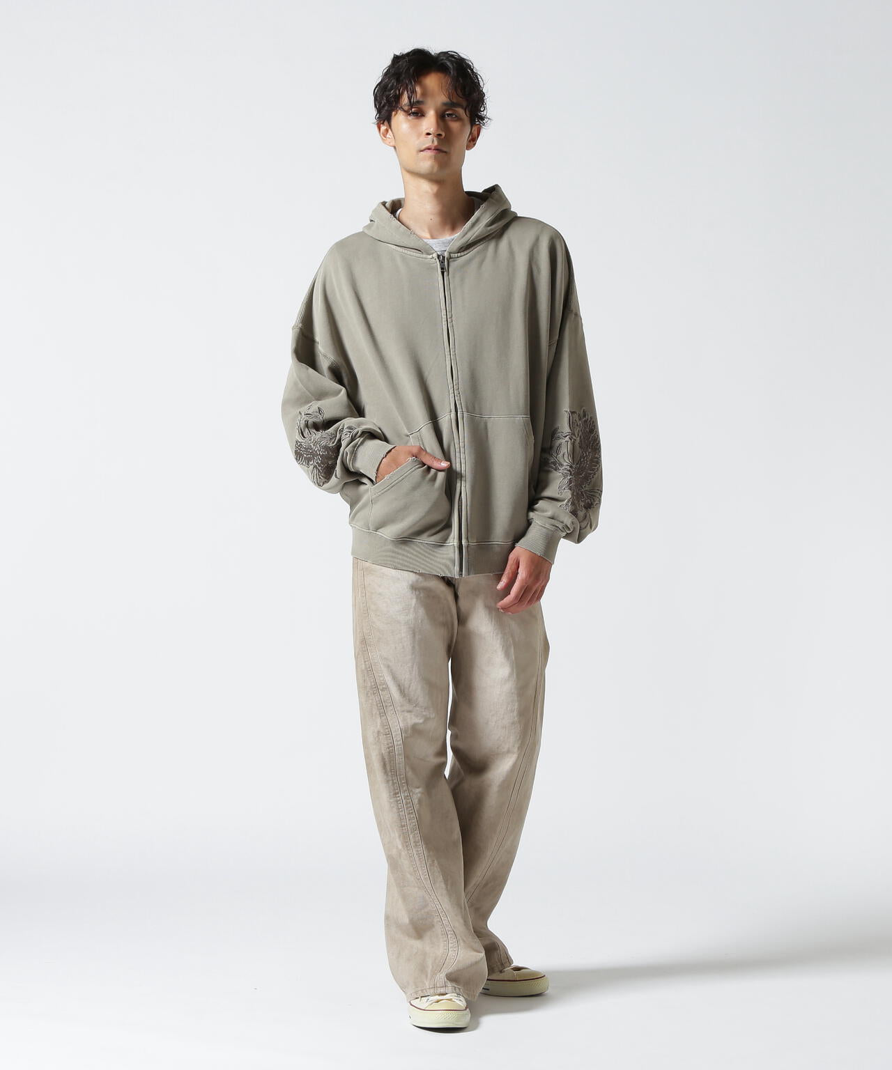 LUSOR(ルーソル)PIGMENT SWEAT ZIP HOODIE FLOWER