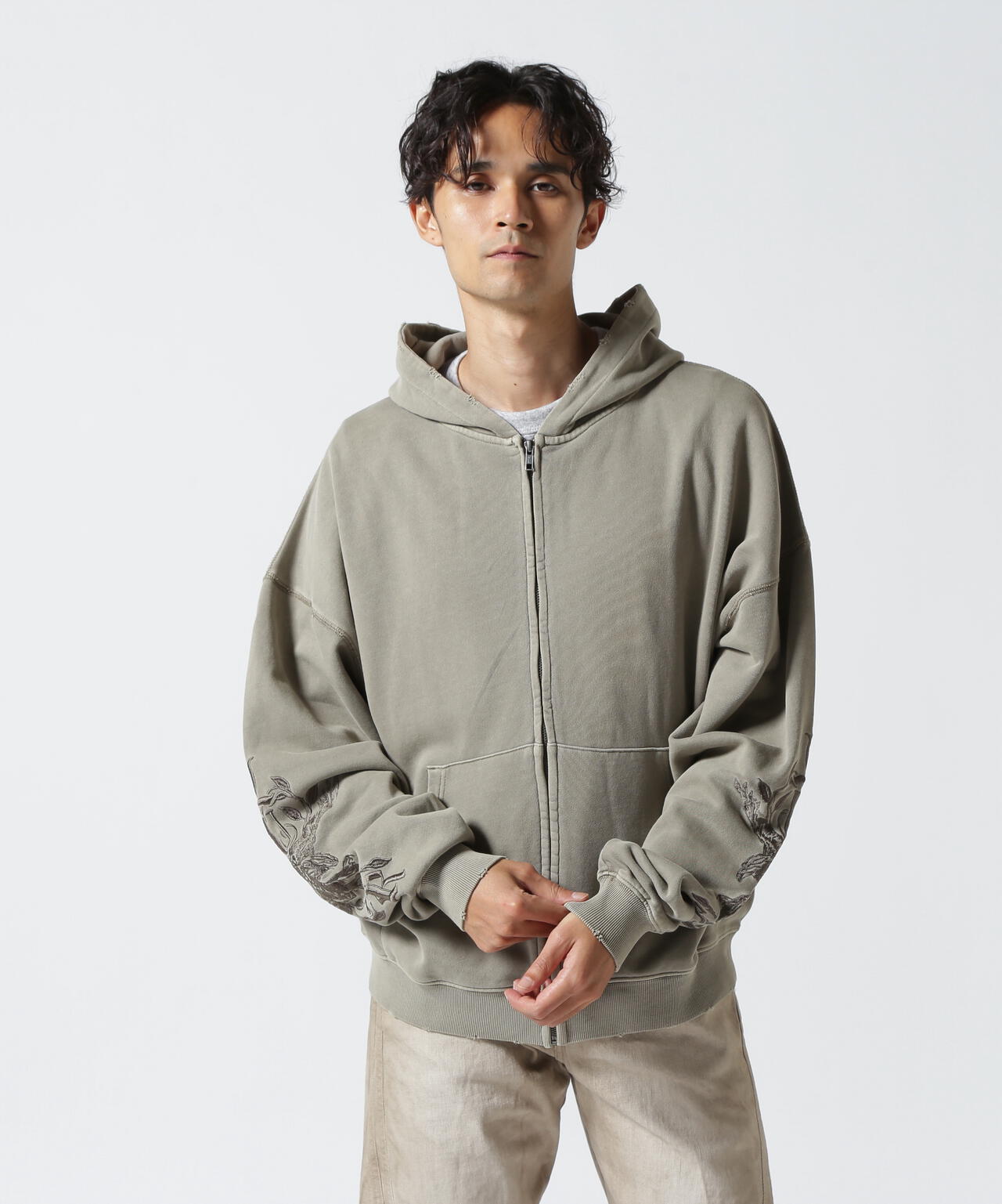LUSOR(ルーソル)PIGMENT SWEAT ZIP HOODIE FLOWER