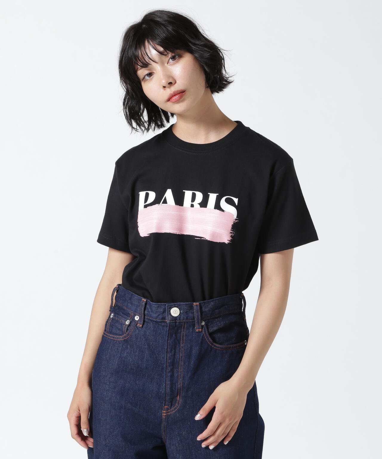 DROIT BELLO(ドロイトベロ)PINKブラッシュPARIS Tシャツ