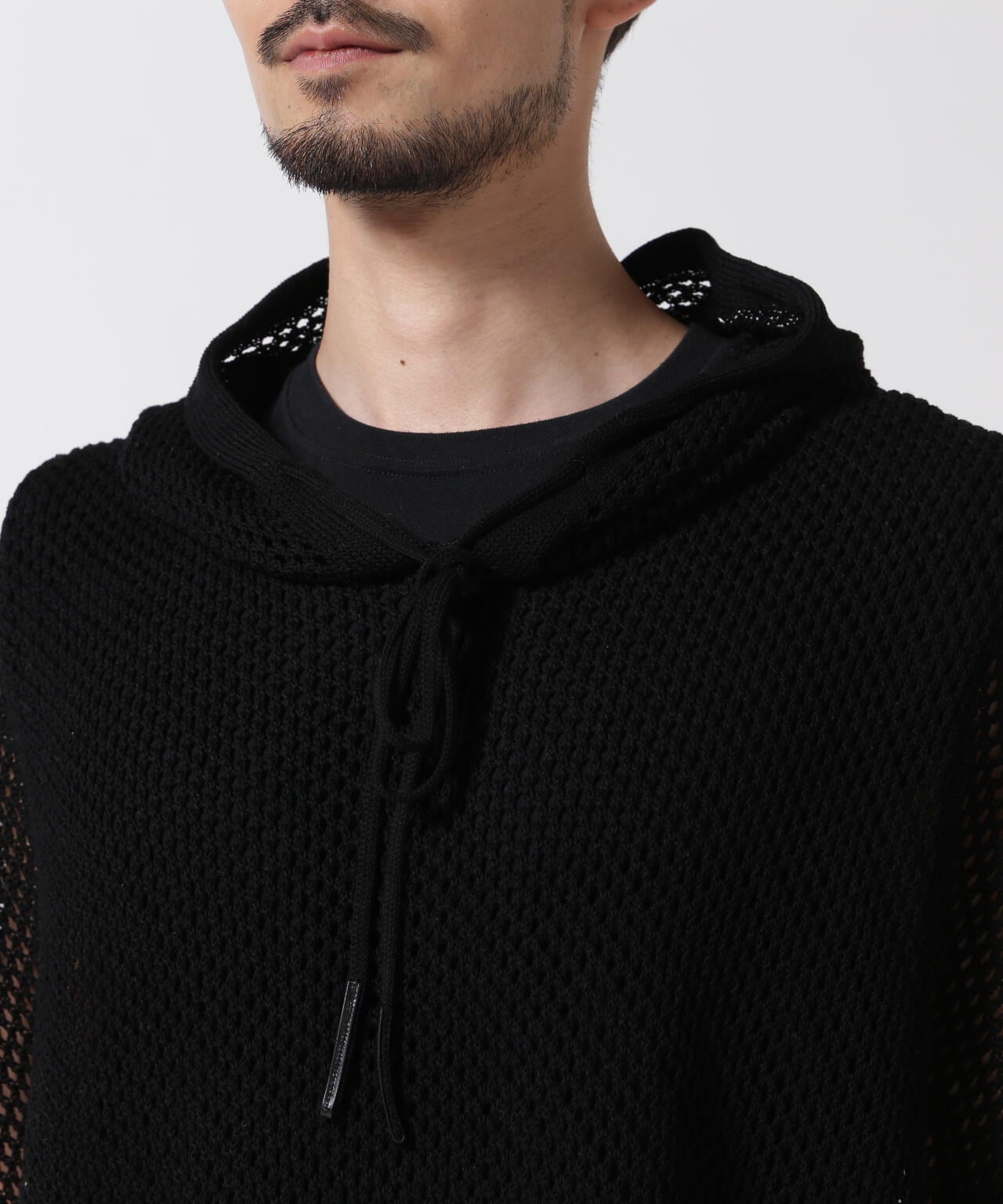 MINEDENIM(マインデニム)Heavy Mesh Knit Nosleeve Big Hoodie