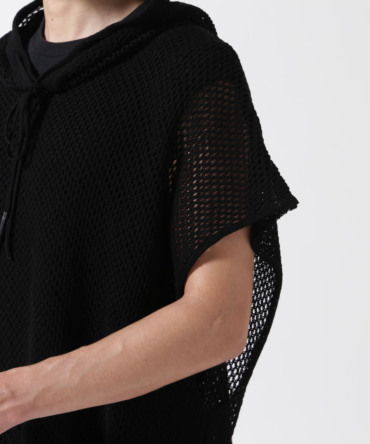 MINEDENIM(マインデニム)Heavy Mesh Knit Nosleeve Big Hoodie