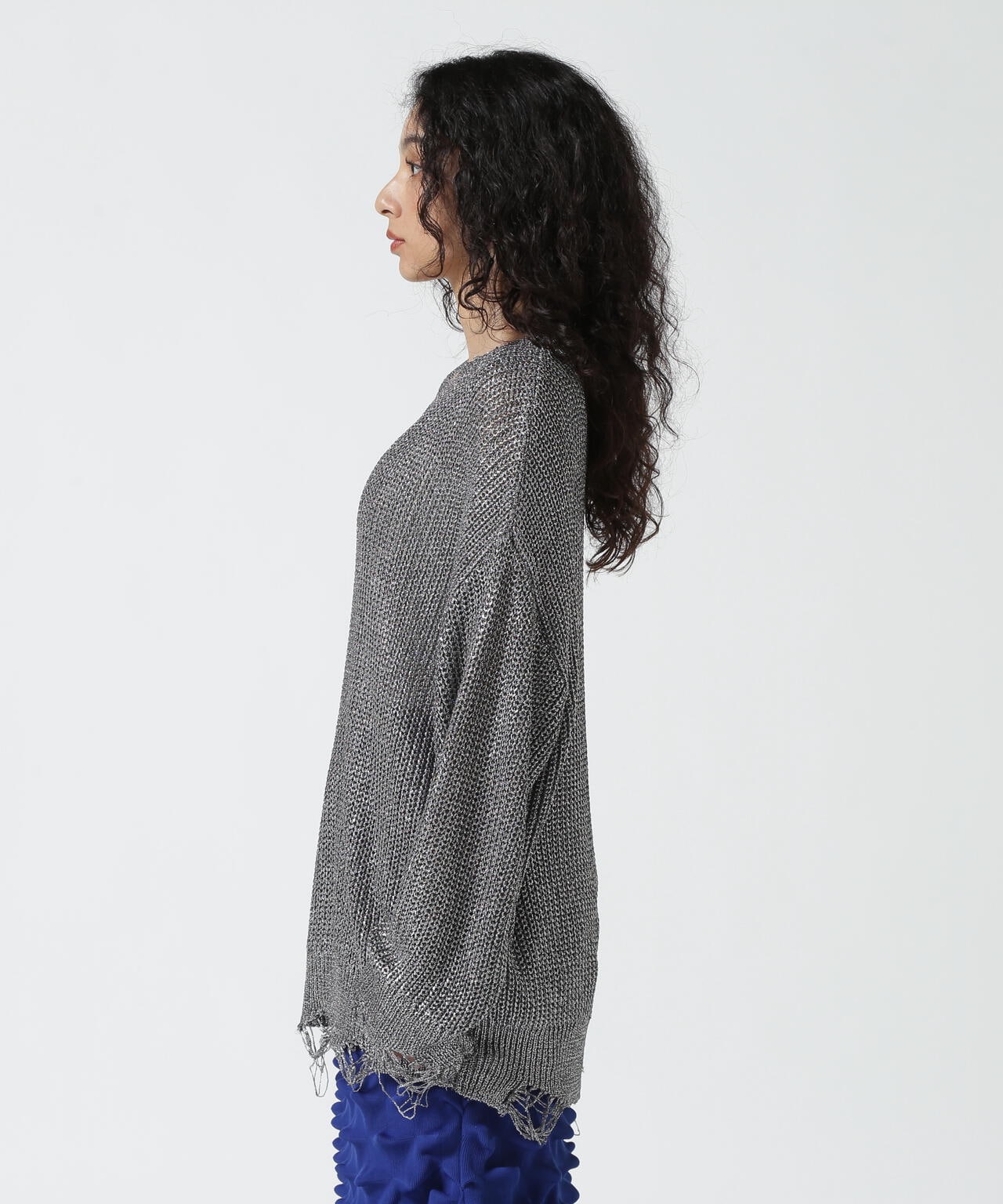 NOUNLESS(ナウンレス)SHINY FOIL GRUNGE KNIT
