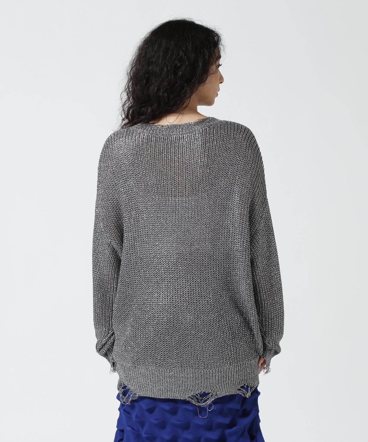 NOUNLESS(ナウンレス)SHINY FOIL GRUNGE KNIT
