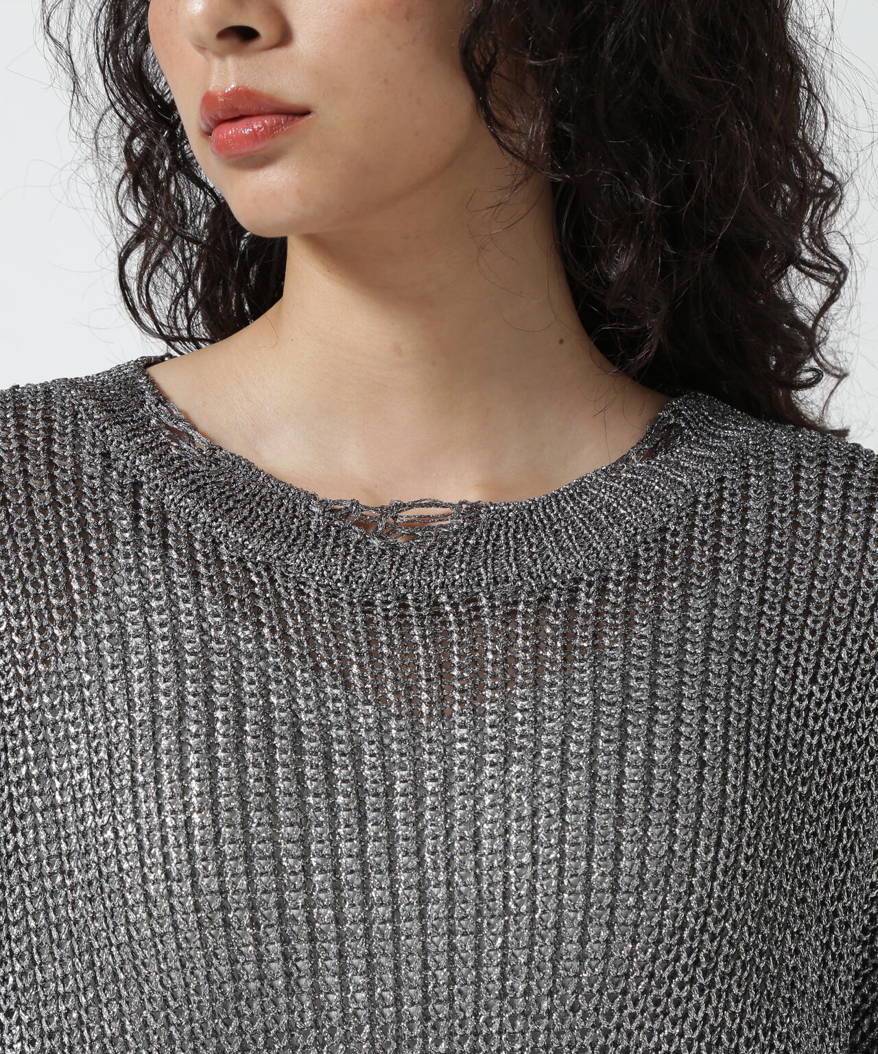 NOUNLESS(ナウンレス)SHINY FOIL GRUNGE KNIT