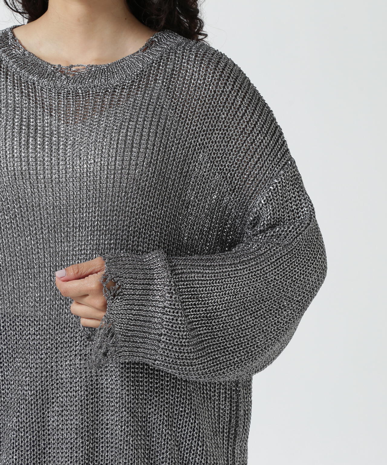 NOUNLESS(ナウンレス)SHINY FOIL GRUNGE KNIT