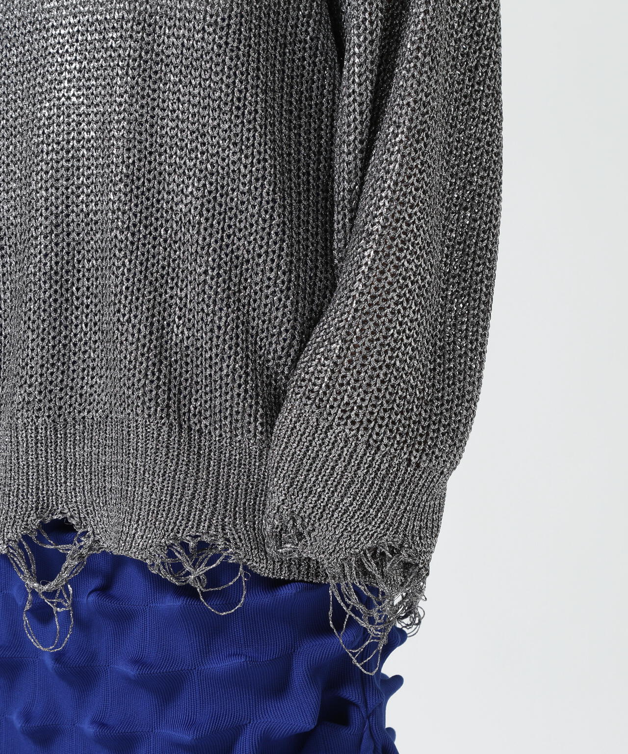 NOUNLESS(ナウンレス)SHINY FOIL GRUNGE KNIT