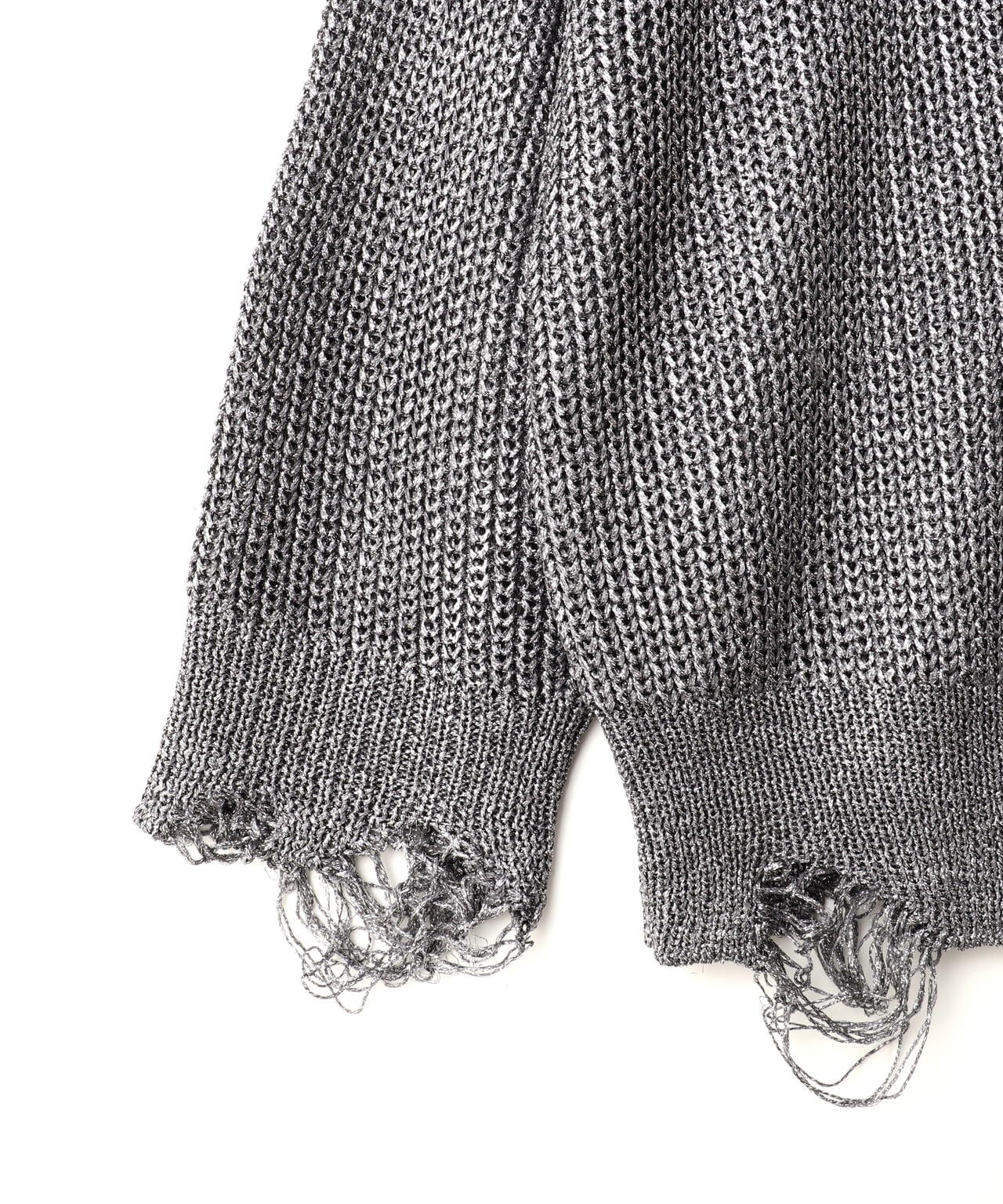 NOUNLESS(ナウンレス)SHINY FOIL GRUNGE KNIT