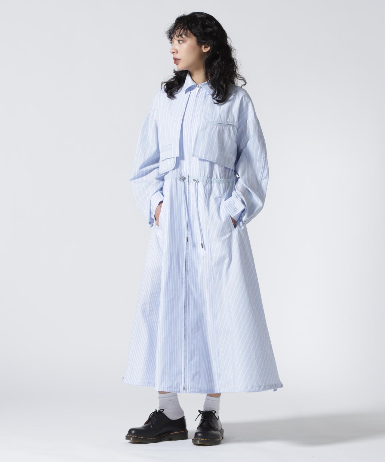 AULA AILA(アウラ アイラ)別注ウエストドロストリングシャツワンピース