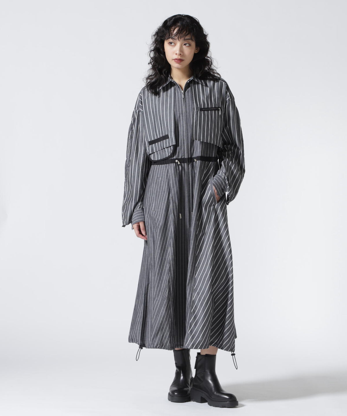 AULA AILA(アウラ アイラ)別注ウエストドロストリングシャツワンピース